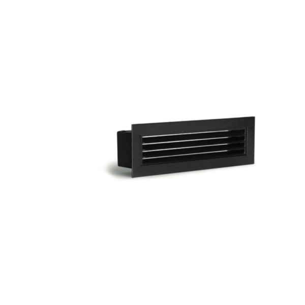 GRILLE A LAMELLES DECOMPRESSION/VENTILATION 19X6cm NOIR/ACIER DEVAUX